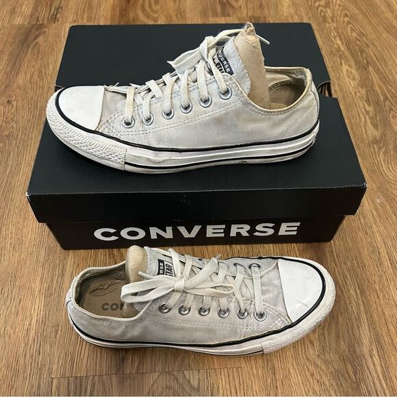 Converse all Star Chuck Taylor low top silver glitter lace up shoes sneakers 7 - Picture 8 of 8